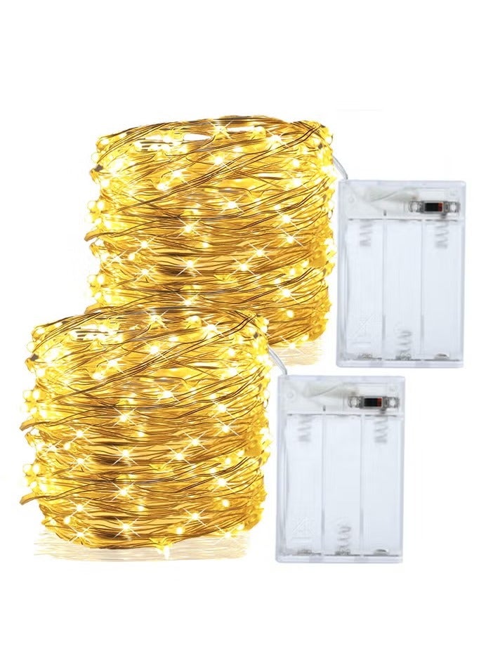 AA Battery Powered LED flash String Lights 10M warm Fairy Garland Lighting for indoor Party Wedding garden Christmas Holiday Pack of 2 - Image 1