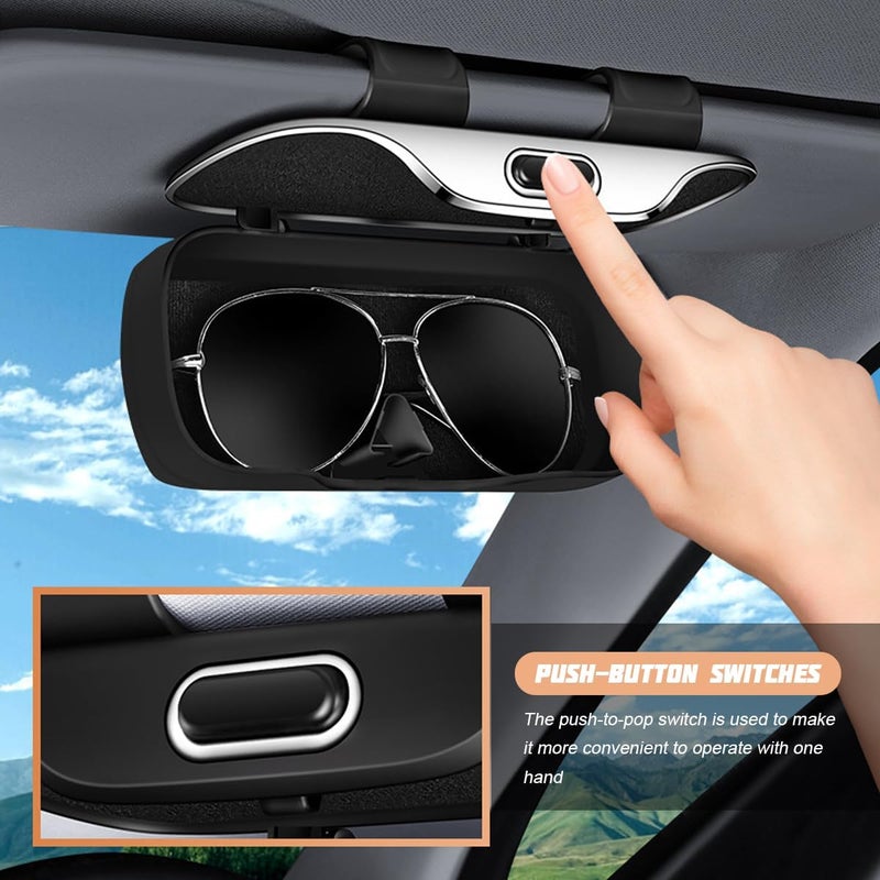 zipelo Sunglasses Holder for Car Sun Visor - Protective Eyeglasses Storage Case Hanger (Black) - Image 3