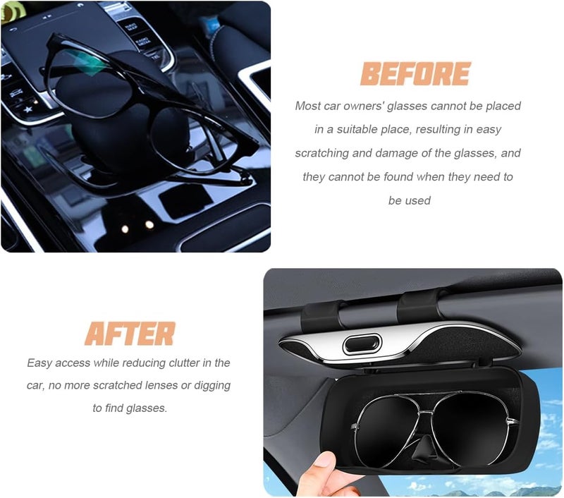zipelo Sunglasses Holder for Car Sun Visor - Protective Eyeglasses Storage Case Hanger (Black) - Image 4