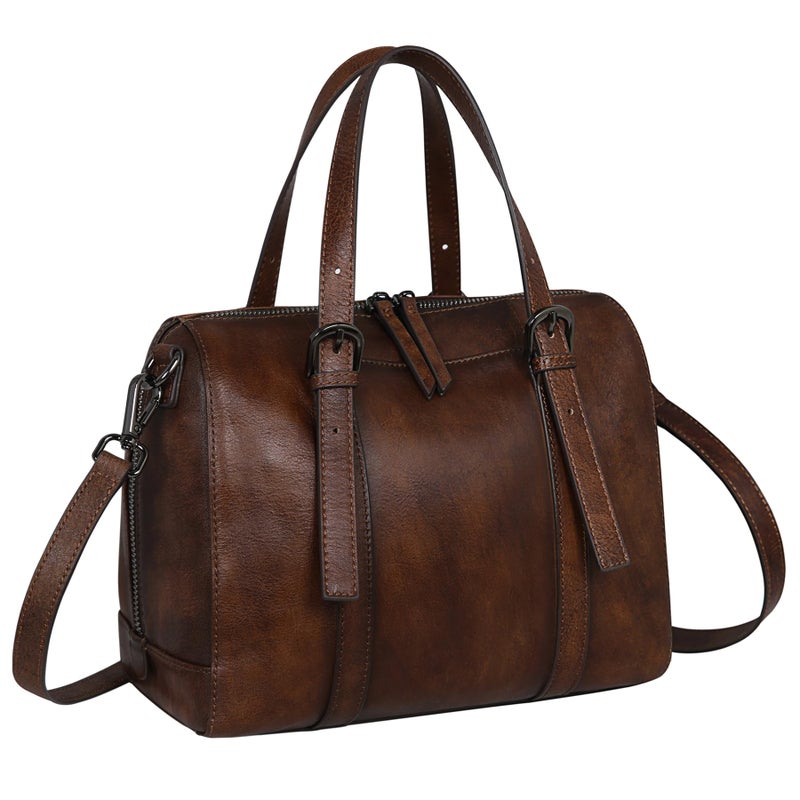 Iswee Leather Purses and Handbags Hobo Crossbody Bags for Women Vintage Purse Small Top Handle Bags Zipper Tote Bag(Coffee) - Image 1