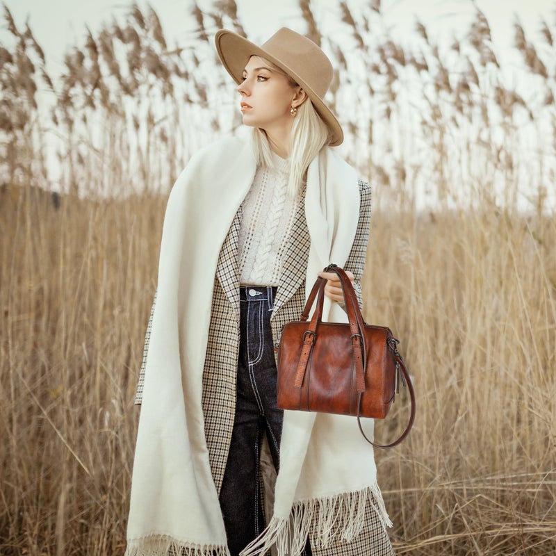 Iswee Leather Purses and Handbags Hobo Crossbody Bags for Women Vintage Purse Small Top Handle Bags Zipper Tote Bag(Coffee) - Image 2