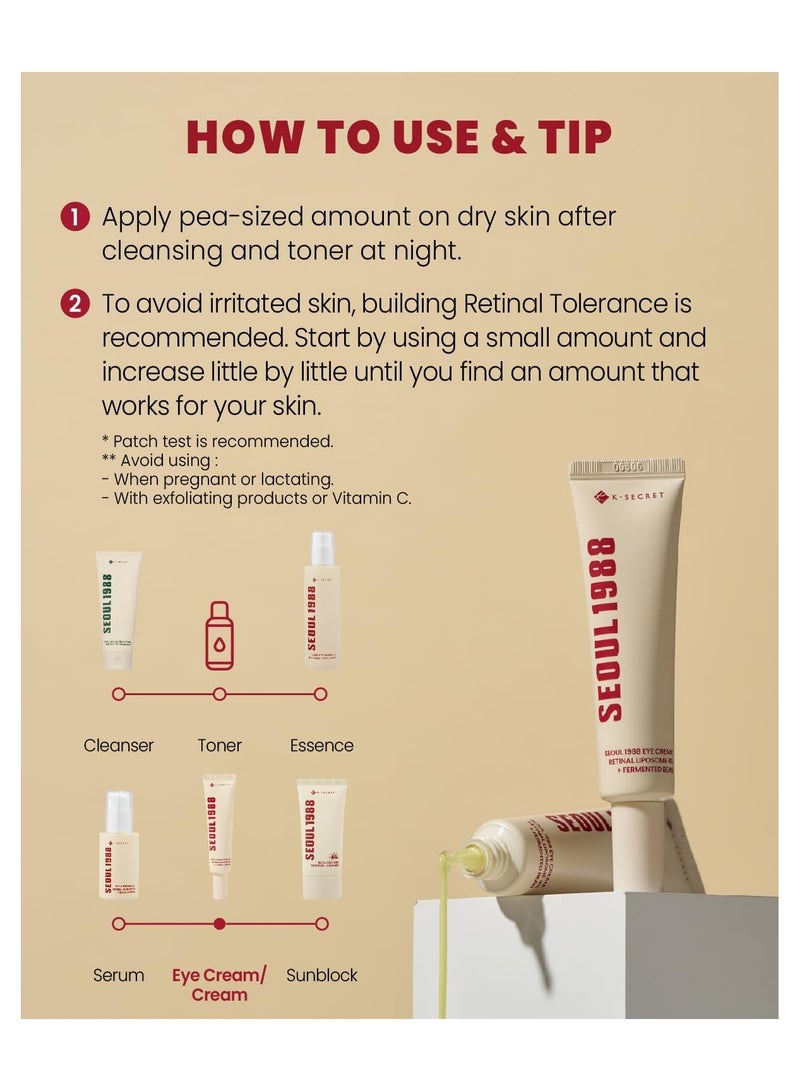 K-SECRET SEOUL 1988 Eye Cream : Retinal Liposome 4% + Fermented Bean - Image 5