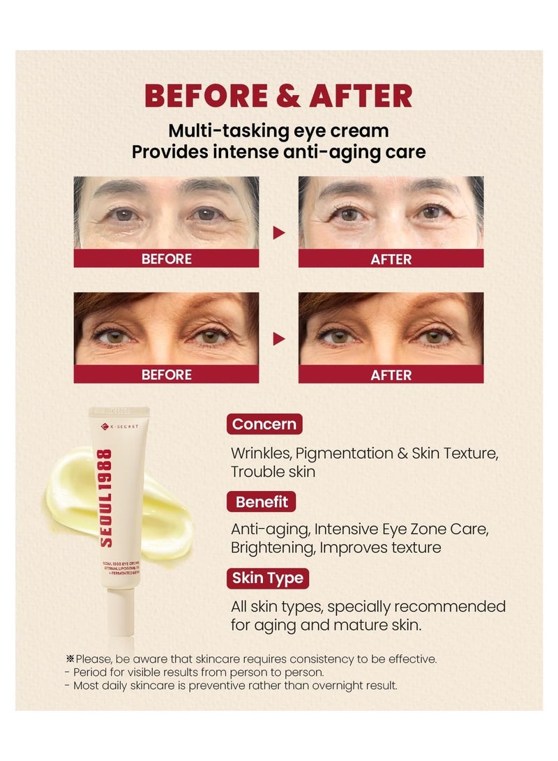 K-SECRET SEOUL 1988 Eye Cream : Retinal Liposome 4% + Fermented Bean - Image 3