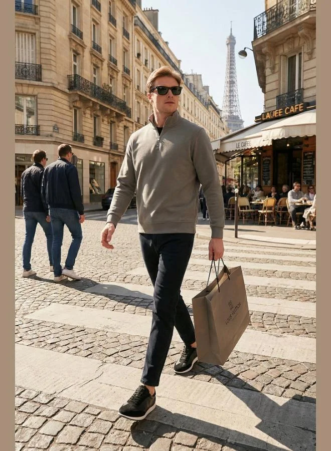 Buratti Buratti Cotton Regular Fit Half Zipper Stand Collar Sweat Men's SWEAT 59052592