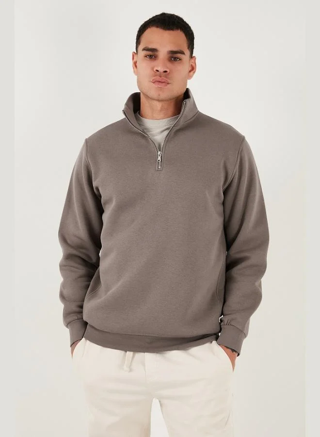 Buratti  Buratti Cotton Regular Fit Half Zipper Stand Collar Sweat Men's SWEAT 59052592 for Men | Best Price UAE