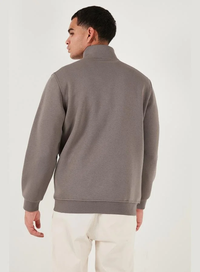 Buratti  Buratti Cotton Regular Fit Half Zipper Stand Collar Sweat Men's SWEAT 59052592 for Men | Best Price UAE