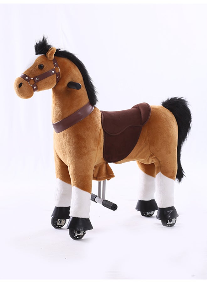 Light Brown Pony Horse Rideamal Ride-On CycleToy For Kids – Mechanical Plush Ride-On With Handlebar Steering, No Battery, Indoor & Outdoor Use, Age 3+ - Image 1