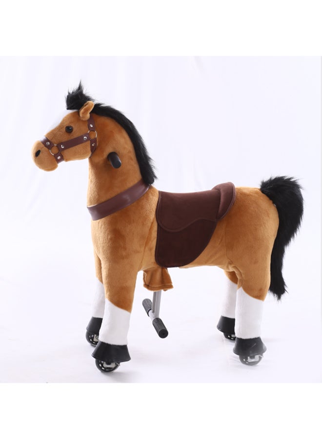 Light Brown Pony Horse Rideamal Ride-On CycleToy For Kids – Mechanical Plush Ride-On With Handlebar Steering, No Battery, Indoor & Outdoor Use, Age 3+ - Image 2