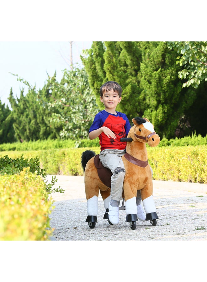 Light Brown Pony Horse Rideamal Ride-On CycleToy For Kids – Mechanical Plush Ride-On With Handlebar Steering, No Battery, Indoor & Outdoor Use, Age 3+ - Image 5