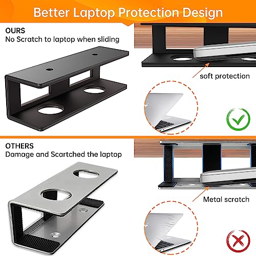 FOROIRON 3 PCS Under Desk Laptop Mount with Anti-Scratch Felt Board Under Desk Laptop Holder Tray Durable Under Desk Shelf for Laptop Thick up to 1.15” - Image 3