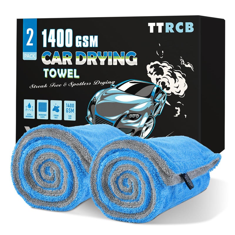 TTRCB 2 Pack Car Drying Towels, 48" x 24" Extra Large Microfiber Towels for Cars, 1400 GSM Ultra-Absorbent, Streak Free, Premium Double Twisted-Loop Drying Towels Car Detailing for SUV, RV, Truck - Image 1