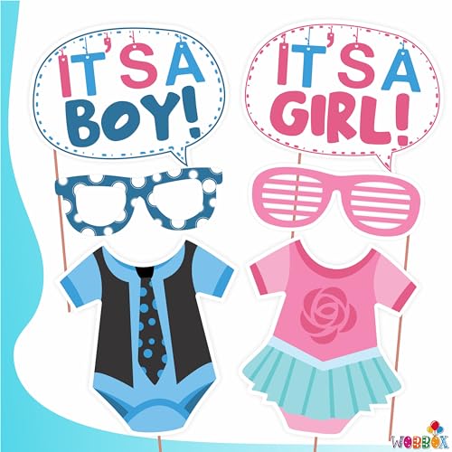 Wobbox Baby Shower Photo Booth Party Props DIY Kit, Pink & Blue, Baby Shower Decoration Item - Image 2