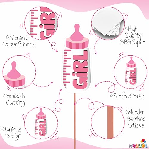 Wobbox Baby Shower Photo Booth Party Props DIY Kit, Pink & Blue, Baby Shower Decoration Item - Image 4
