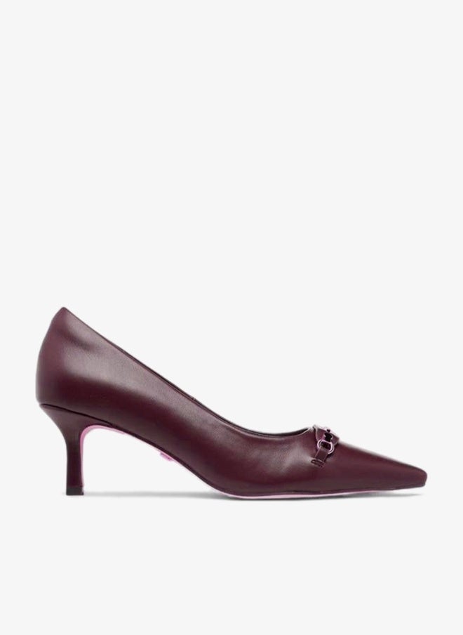 Celeste Women'S Metal Accent Pointed Toe Pumps With Kitten Heels - Image 1