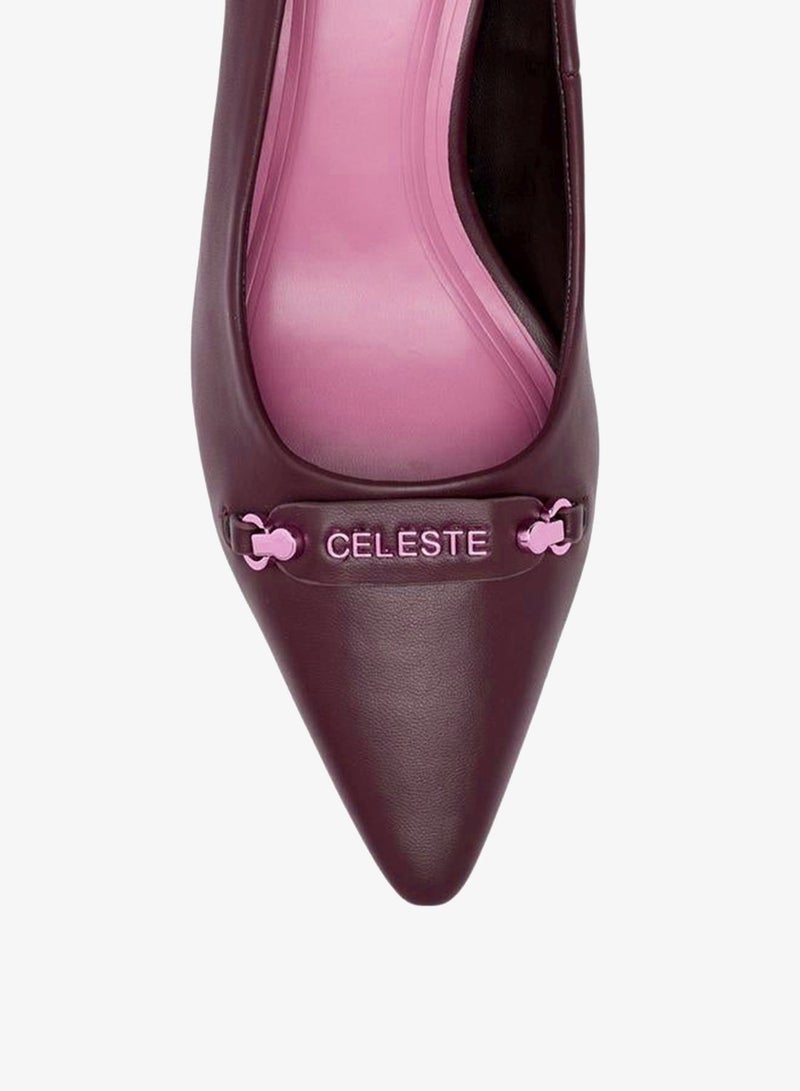 Celeste Women'S Metal Accent Pointed Toe Pumps With Kitten Heels - Image 4