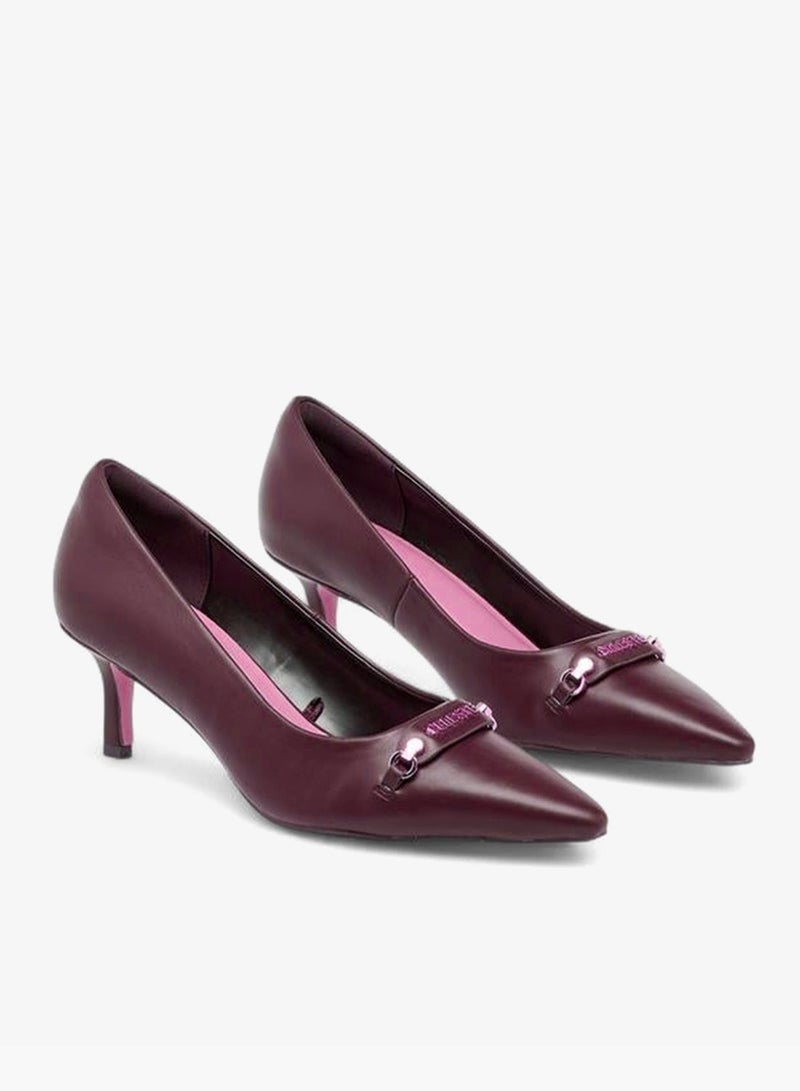 Celeste Women'S Metal Accent Pointed Toe Pumps With Kitten Heels - Image 3