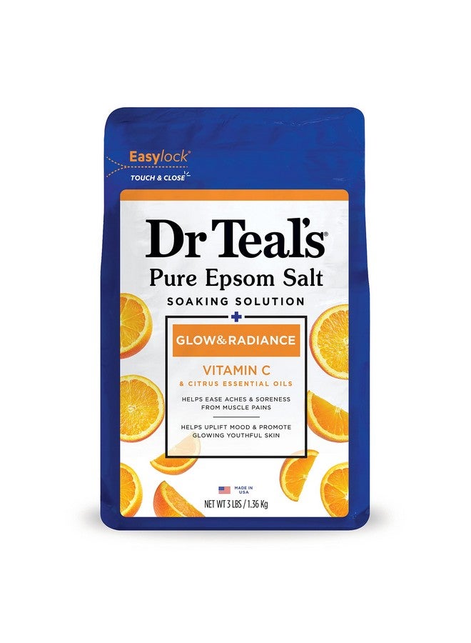 Dr Teal's Dr Teal's Epsom Salt Magnesium Soak, Glow & Radiance with Vitamin C & Citrus Essential Oils, 3 lbs  - Image 1