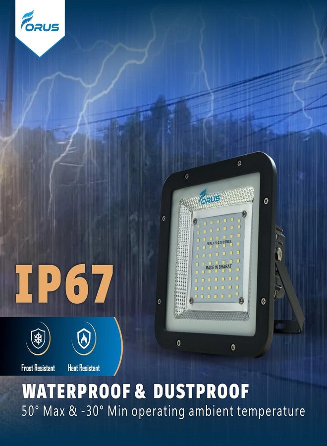 Forus كشاف إضاءة LED من فوروس بقوة 50 واط، ضمان 4 سنوات، مقاوم للماء بمعيار IP67، كشاف إضاءة LED خارجي، إضاءة عالية التركيز، كشاف هالوجين للمصانع، والجراجات، ومواقف السيارات، والحدائق، والمتاجر، والمستودعات، والخيام، أبيض بارد، 3 قطع - Image 4