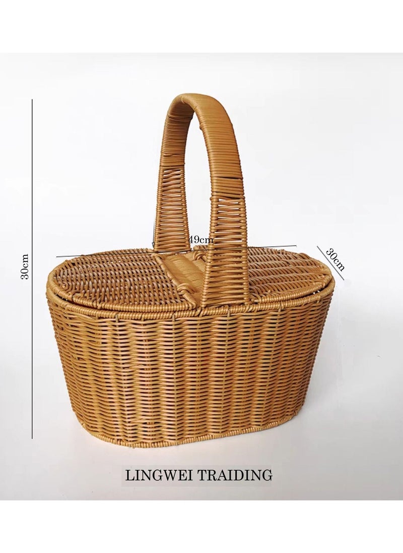 LINGWEI - Outdoor Picnic Storage Basket Picnic Basket Fruit Storage Basket - Image 1