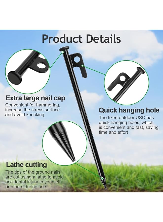 Excefore Tent Stakes 6Pack High Strength Steel Tent Stakes Heavy Duty 30Cm Long Anchoring Tent Pegs With Hooks & Holes Unbreakable & Inflexible Camping Stakes For Outdoor Grassland Traveling Camping Hiking - Image 4