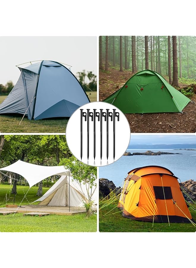 Excefore Tent Stakes 6Pack High Strength Steel Tent Stakes Heavy Duty 30Cm Long Anchoring Tent Pegs With Hooks & Holes Unbreakable & Inflexible Camping Stakes For Outdoor Grassland Traveling Camping Hiking - Image 2
