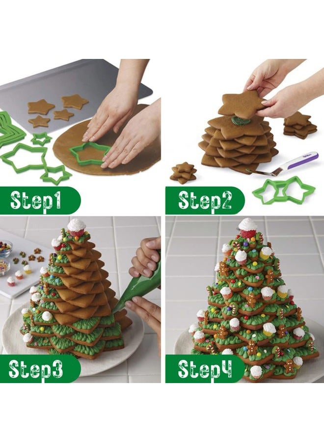 KAISHANE 10pcs Star Cookie Cutter Set - Christmas Tree Cookie Cutters - Green Star Shaped Cookies - Holiday Themed - Image 4