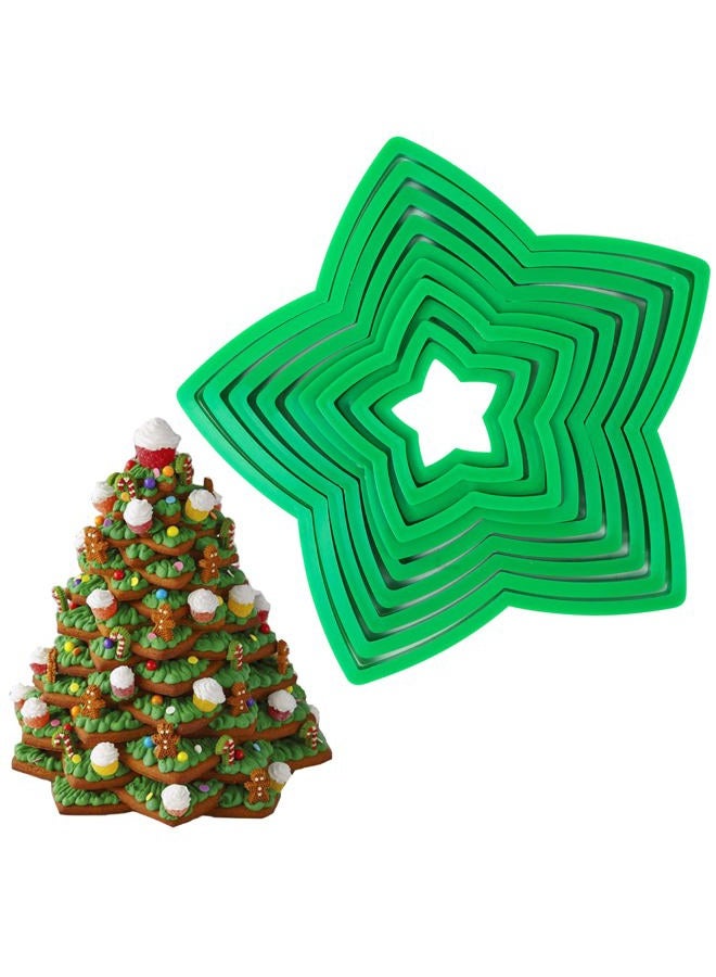 KAISHANE 10pcs Star Cookie Cutter Set - Christmas Tree Cookie Cutters - Green Star Shaped Cookies - Holiday Themed - Image 1