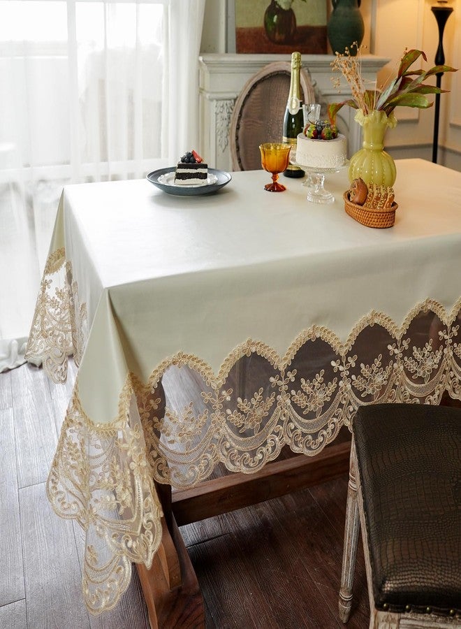 ARTABLE Lace Tablecloth Rectangle Waterproof Table Cover with Exquisite Macrame Border for Wedding Kitchen Holidays Party Decor (Champagne, 54 x 72 Inch) - Image 5