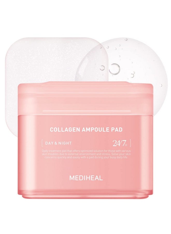 MEDIHEAL Collagen Ampoule Pad Square Cotton Facial Toner Pads Collagen & Ceramide Skin Firming & Restore Elasticity Tighten Wrinkles & Lines Vegan Eco Silk Pads 100 Pads  - Image 1