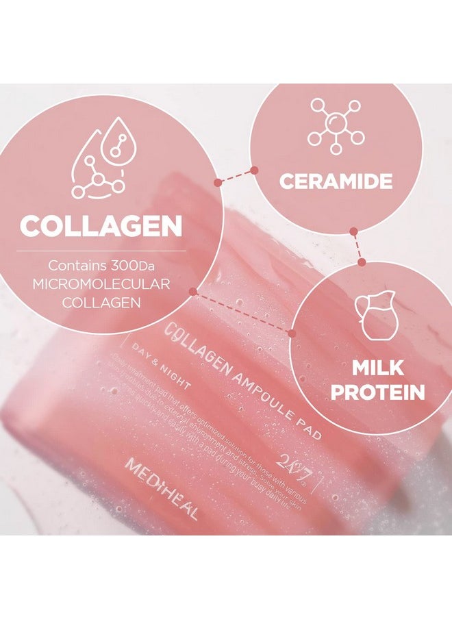 MEDIHEAL Collagen Ampoule Pad Square Cotton Facial Toner Pads Collagen & Ceramide Skin Firming & Restore Elasticity Tighten Wrinkles & Lines Vegan Eco Silk Pads 100 Pads  - Image 3