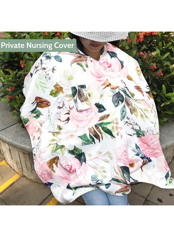 DILIMI Car Seat Covers for Babies, Peekaboo Opening Infant Car Seat Canopy for Baby Boys Girls, 2 in 1 Mom Nursing Breastfeeding Covers, Minky Warm Carseat Canopy for Newborn, Pink Flower - Image 5