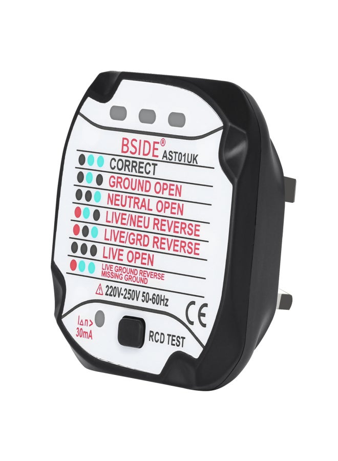 بي سايد جهاز اختبار المقبس BSIDE AST01، جهاز اختبار المقبس RCD/GFCI، اختبار قطبية طور القابس والمقبس، اختبار الأجهزة الكهربائية، جهاز تحديد فصل قابس الحائط - Image 1