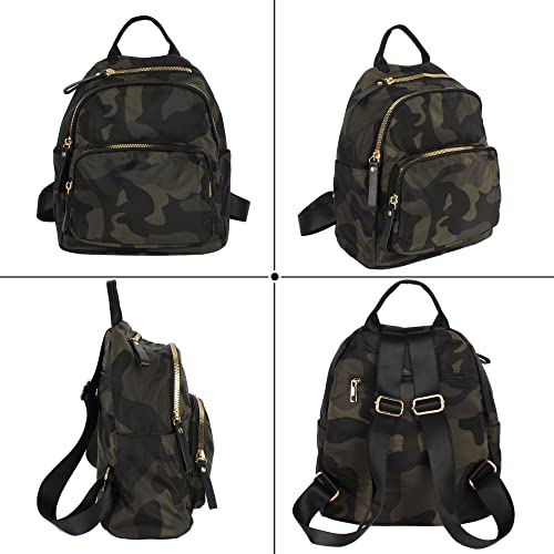 CLARA Camouflage Women Mini Backpack Nylon Leisure Daypack Printed Shoulder Bag Handbag Purse(Camouflage) - Image 3