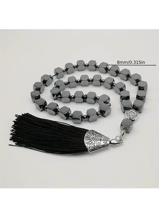 Bliszaar 33 Black Gallstone Prayer Pilgrimage Rosary Bracelet, 8 MM Beads - Image 5