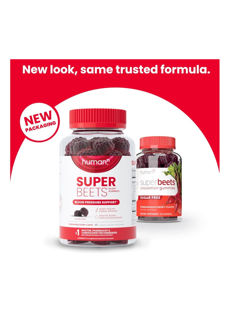 humanN humanN SuperBeets Heart Gummies - Heart-Healthy Energy, Grape Seed Extract & Beet Root Powder - Sugar Free - Pomegranate Berry Flavor, 60 Count  - Image 2