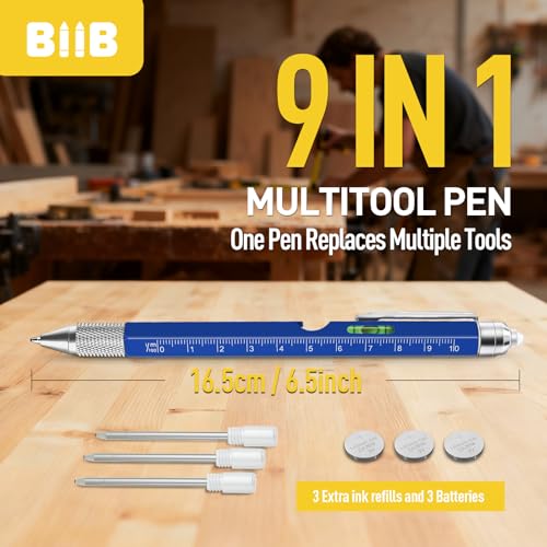 BIIB قلم متعدد الوظائف 9 في 1 للرجال والمراهقين، هدايا للأعياد للبالغين، هدايا عيد الميلاد للرجال، هدايا للآباء والأزواج والجدود، هدايا للآباء الذين لديهم كل شيء - Image 3