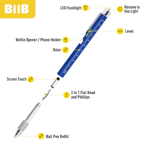 BIIB قلم متعدد الوظائف 9 في 1 للرجال والمراهقين، هدايا للأعياد للبالغين، هدايا عيد الميلاد للرجال، هدايا للآباء والأزواج والجدود، هدايا للآباء الذين لديهم كل شيء - Image 5