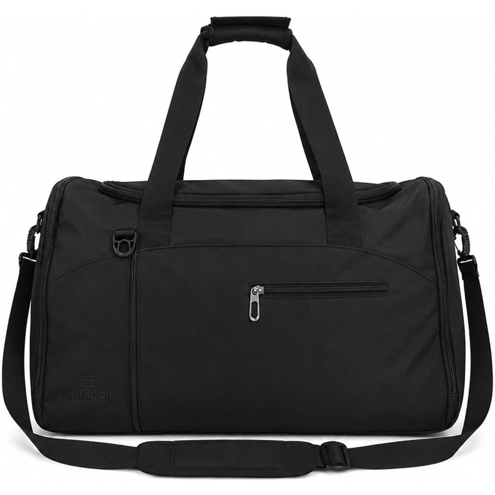 Waterproof Travel Duffel Bag for Gym and Swimming Large Capacity Weekender Sports Bag with Shoe Compartment, Adjustable Strap, Black