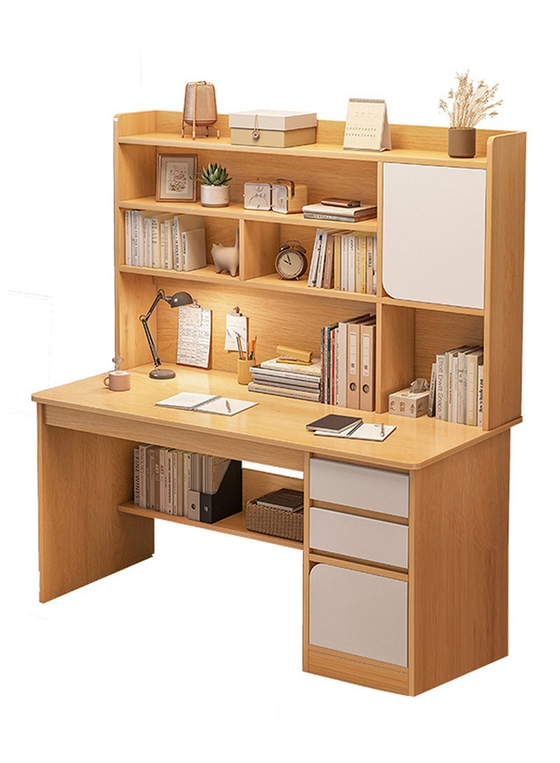Sharpdo Bedroom Home Desktop Integrated Computer Desk Desk Bookshelf, 2 Drawers and 2 Cabinet Doors for Storage 120*45*164CM  - Image 1