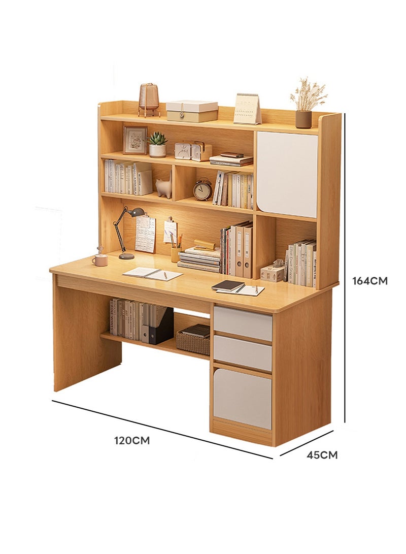 Sharpdo Bedroom Home Desktop Integrated Computer Desk Desk Bookshelf, 2 Drawers and 2 Cabinet Doors for Storage 120*45*164CM  - Image 3