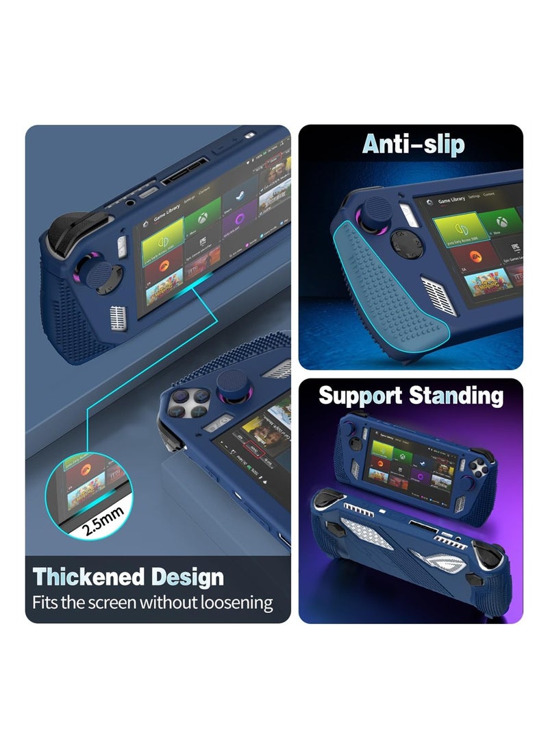 KASTWAVE for Rog Ally Stand Protective Case, Silicone Accessories Protector, Full Protection Kickstand, Anti-Scratch Drop-Proof Non-Slip Full Protective Rog Ally Case with 2 Pair Thumb Grips, Blue - Image 5