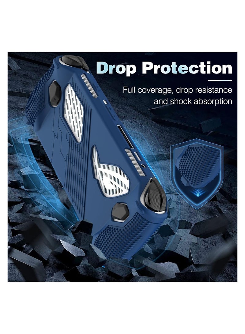 KASTWAVE for Rog Ally Stand Protective Case, Silicone Accessories Protector, Full Protection Kickstand, Anti-Scratch Drop-Proof Non-Slip Full Protective Rog Ally Case with 2 Pair Thumb Grips, Blue - Image 3