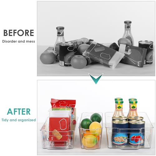 HOOJO منظمي الثلاجة HOOJO ووسائل التخزين - 14 قطعة صناديق بلاستيكية شفافة للثلاجة، الفريزر، خزانة المطبخ، تنظيم وتخزين المؤن، منظم ثلاجة خالي من BPA، بطول 12.5 بوصة - متوسط - Image 5