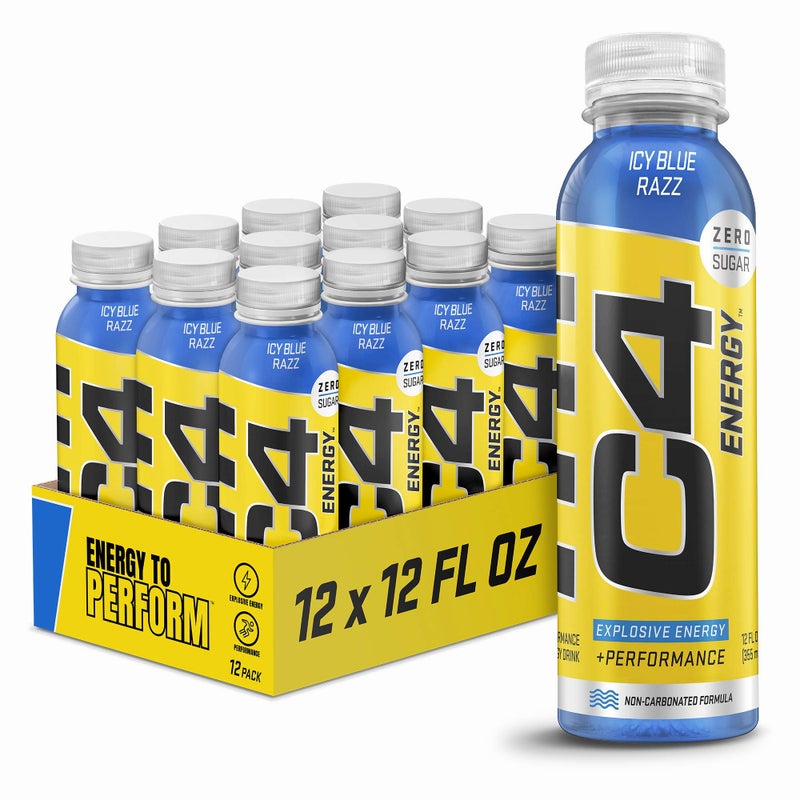 CELLUCOR مشروب الطاقة غير الغازي من سيلكور C4، مشروب قبل التمرين + بيتا ألانين، نكهة التوت الأزرق الجليدي، 12 أونصة سائلة (عبوة من 12) - Image 1