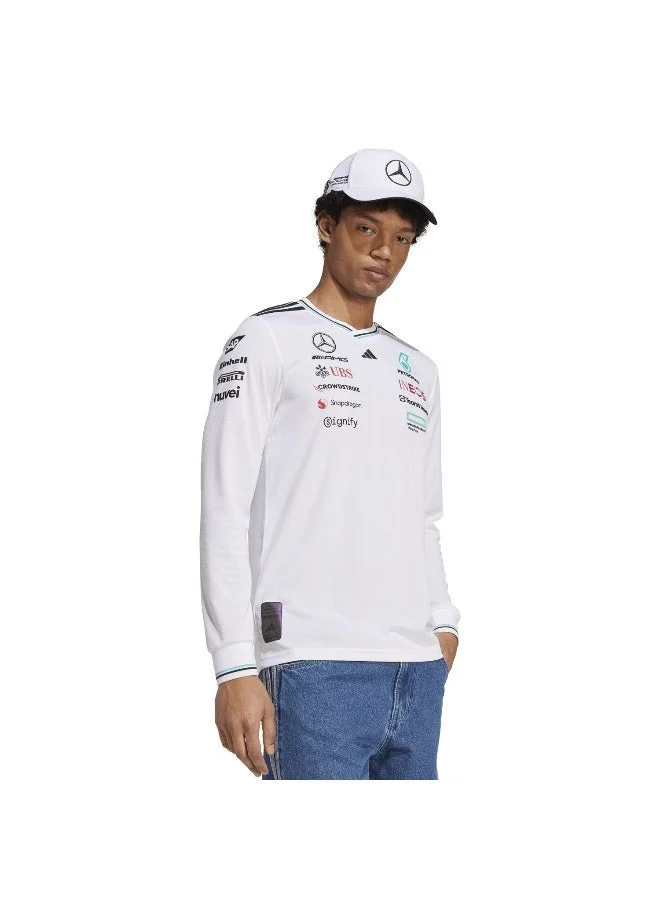 اديداس جيرسي رجالي أبيض بأكمام طويلة