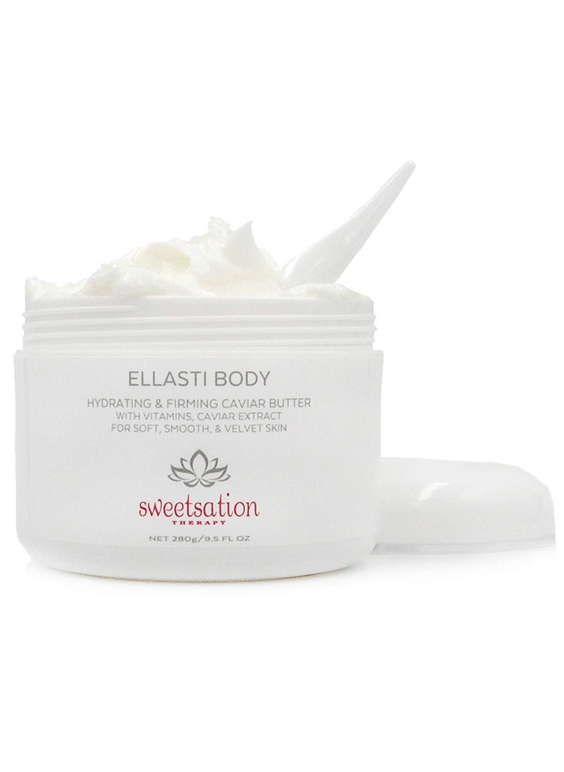 Sweetsation Therapy YUNASENCE ELLASTIBODY Hydrating Firming Caviar Butter Moisturizing Cream with Caviar Extract Vitamin E Reishi Avocado  Green Tea 95oz For soft comforted skin 