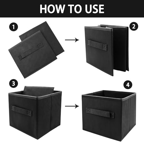 EBIGIC Small Storage Bins[6 Pack] 9.0"x7.5"x7.5" Small Size Fabirc Foldable Closet Toy Organizer Collapsible Cloth Black - Image 4