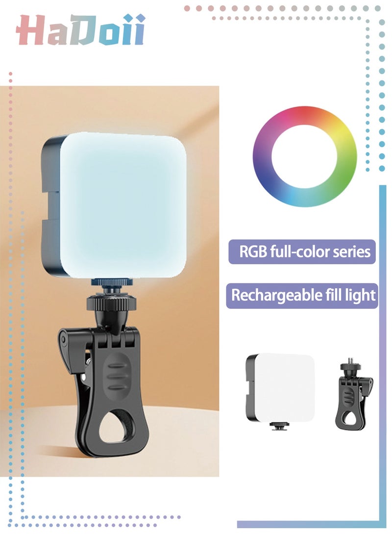 HaDoii Portable RGB Video Light Fill Light  Full Color Video Light Dimmable 180 Degree Front and Rear Adjustment Angle, Clip LED Light Panel for Photography,Video Conference,TikTok - Image 1