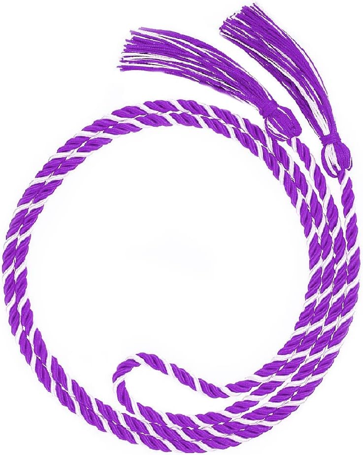 HEPNA Handmade Graduation Cord Purple/White,1 PCS 68 Inch- Honor Cord - Image 4