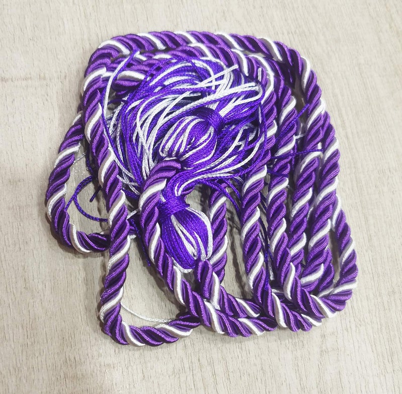 HEPNA Handmade Graduation Cord Purple/White,1 PCS 68 Inch- Honor Cord - Image 2